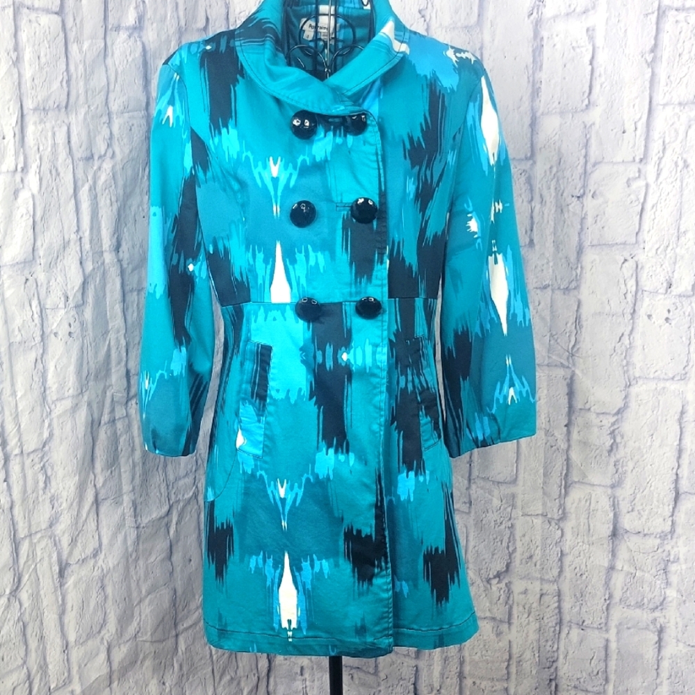 Appraisal Blue And Black Double‎ Breasted Coat Size 4